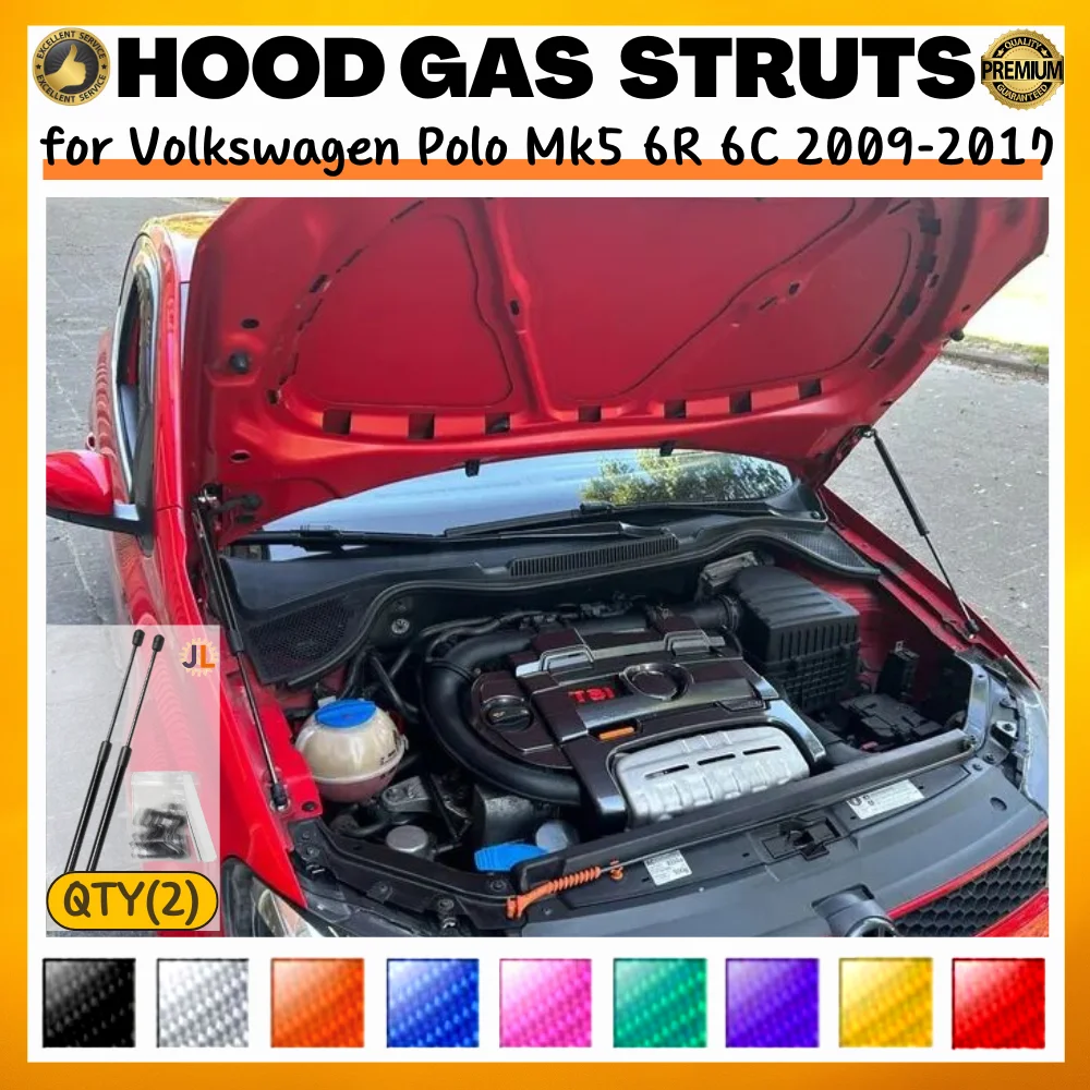 

Qty(2) Hood Struts for Volkswagen Polo Mk5 6R 6C 2009-2017 Front Bonnet Modify Gas Springs Shock Absorbers Lift Supports Dampers