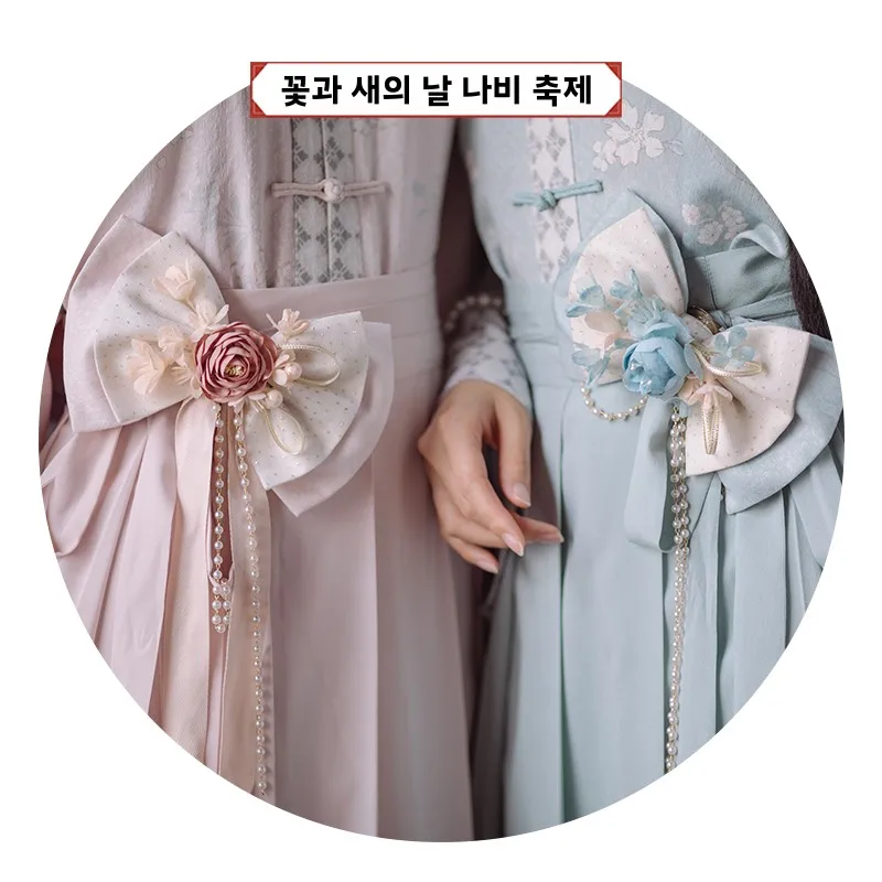 chuan-dai-time-秋のランプレセンス二重層結び目刺繍パターン生地フラワーヘアアクセサリー