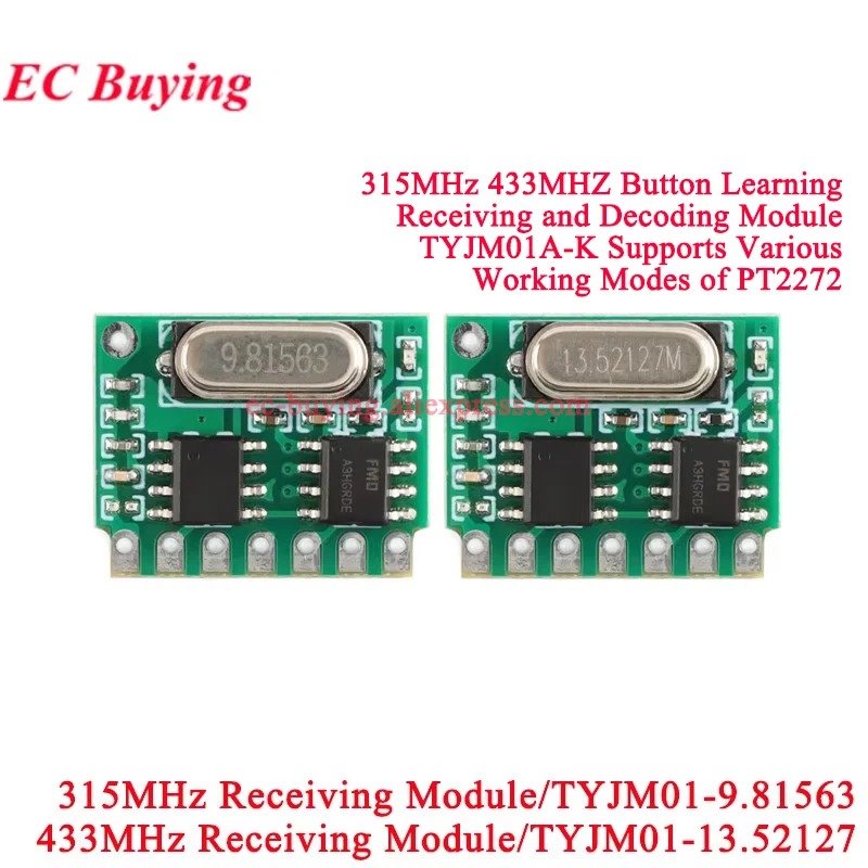 5Pcs/1pc 315MHz 433MHz Receiver Module Wireless Board PT2272 DIY Electronic ASK OOK TYJM01A-K PT2262 EV1527 SC5211 HS2240