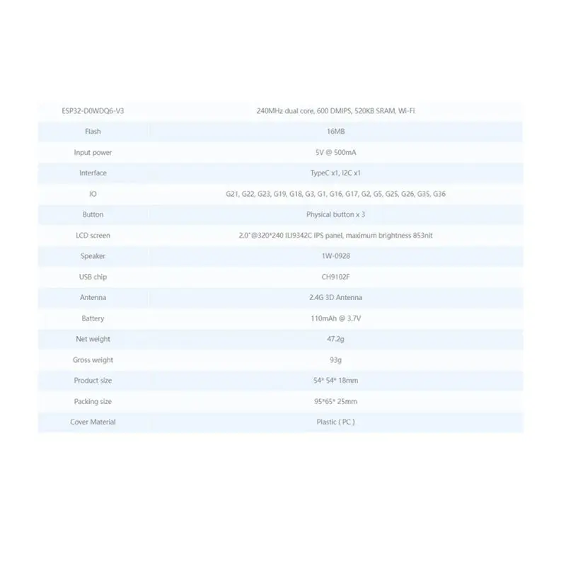 ABZZ-Esp32 Basic Core Lot Development Kit V2.7 2-Inch Full-Color HD Ips Display Built-In Speaker Tf Card Slot