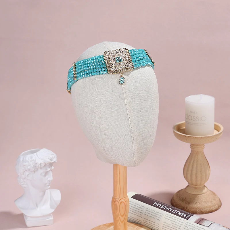 

Luxury Beaded Forehead Headpiece Multi-layer Bead Design For Wedding Classic Hair Jewelry