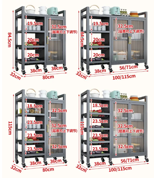 Multi-layer Kitchen Basket Vegetable Storage Rack Home Kitchen Cabinet Multi-functional Pot Rack with Wheels Kitchen Furniture