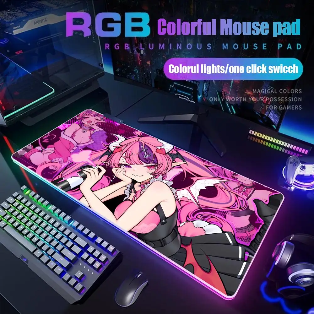 

Коврик для мыши VShojo Ironmouse, игровой RGB-коврик для стола, светодиодная подсветка, аксессуары для геймеров, большой коврик для мыши с подсветкой