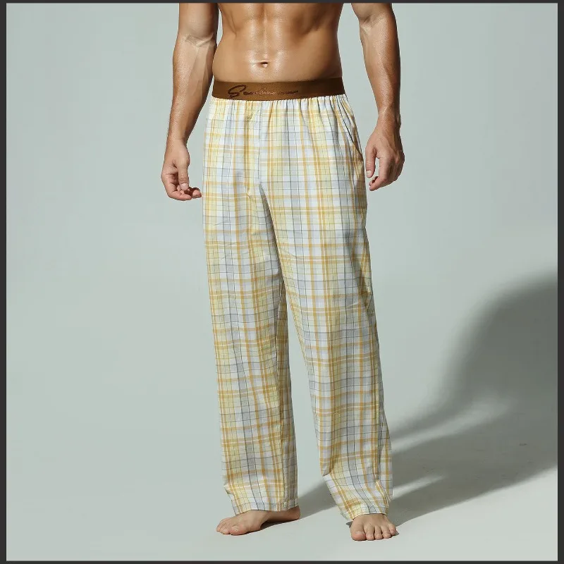 Men's Plaid Pajama Pants Sleep Bottoms Loose Fit Elastic Waist Soft Cotton Casual Home Lounge Checkered Print Sleep Trousers