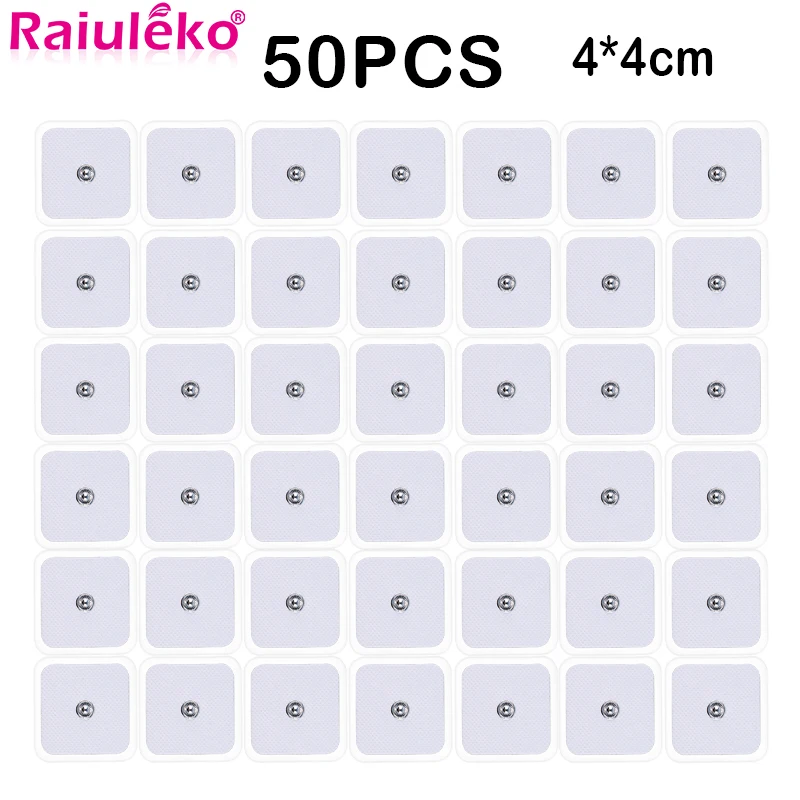 50 pièces de patchs d'électrodes en gel auto-adhésifs EMS pour accessoires d'acupuncture TENS, masseur corporel, stimulateur musculaire électrique