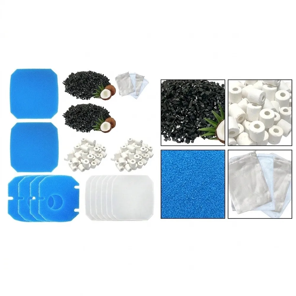 Filter Media= Kit Compatible With JBL=CombiBloc II For CristalProfi E402 E702 E902 Aquariums With Activated Carbon Rings Sponges