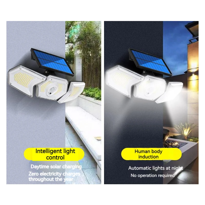Wand leuchte im Freien LED Solar Straßen laterne wasserdicht Rir Bewegungs sensor mit 3 Beleuchtungs modi für Garten Terrasse Weg Hof