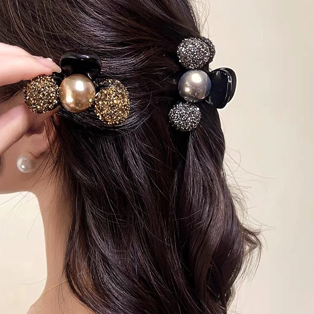 

Изысканная заколка для волос со стразами, маленький размер, искусственный жемчуг, пластиковый коготь для волос, женская челка, заколки для волос, зажимы для повседневного использования, головные уборы для девочек