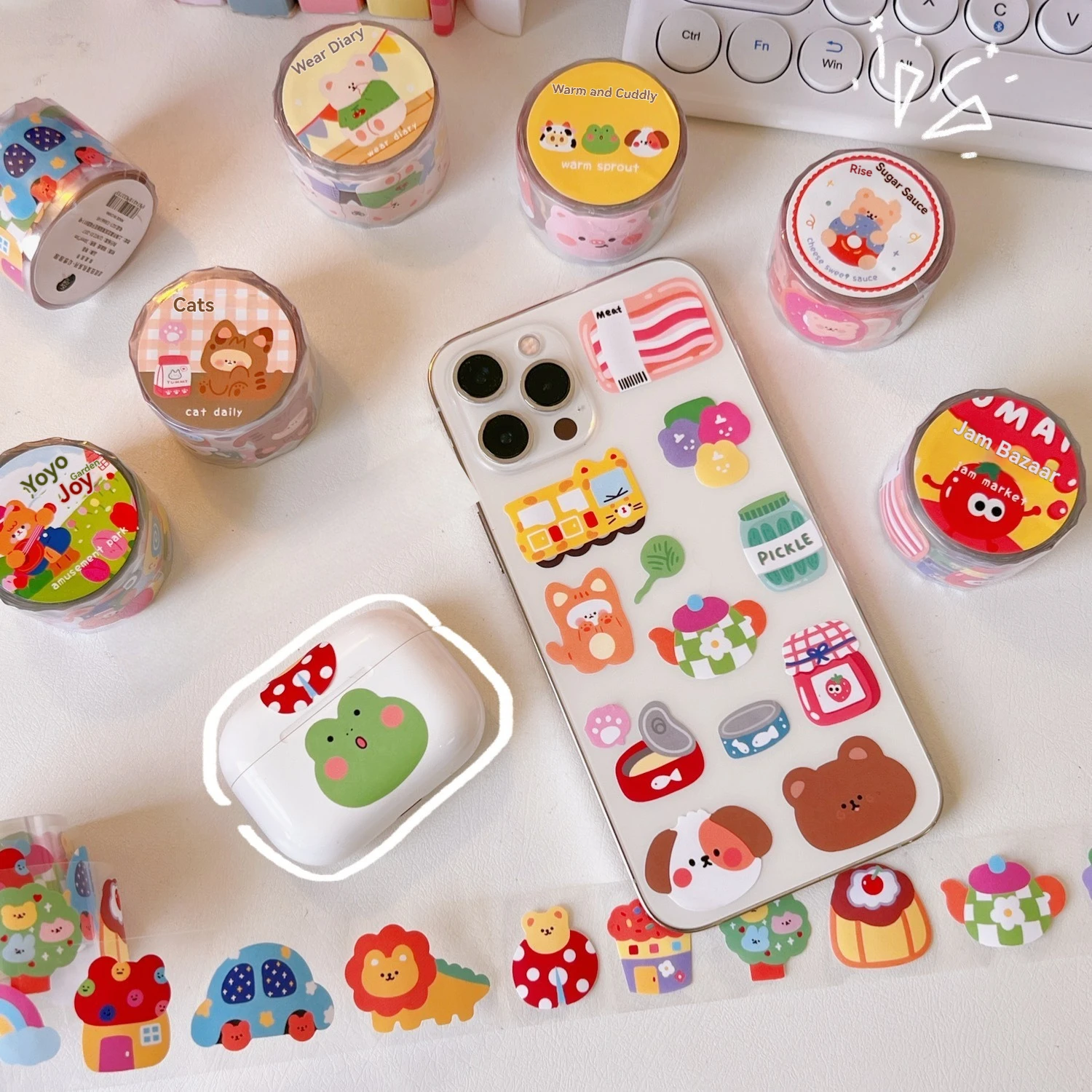 3 أمتار/لفة من شريط تيدي بير الشفاف ملصقات مؤشر الحساب اليدوية الإبداعية ملصقات الطلاب ملصقات الزخرفية