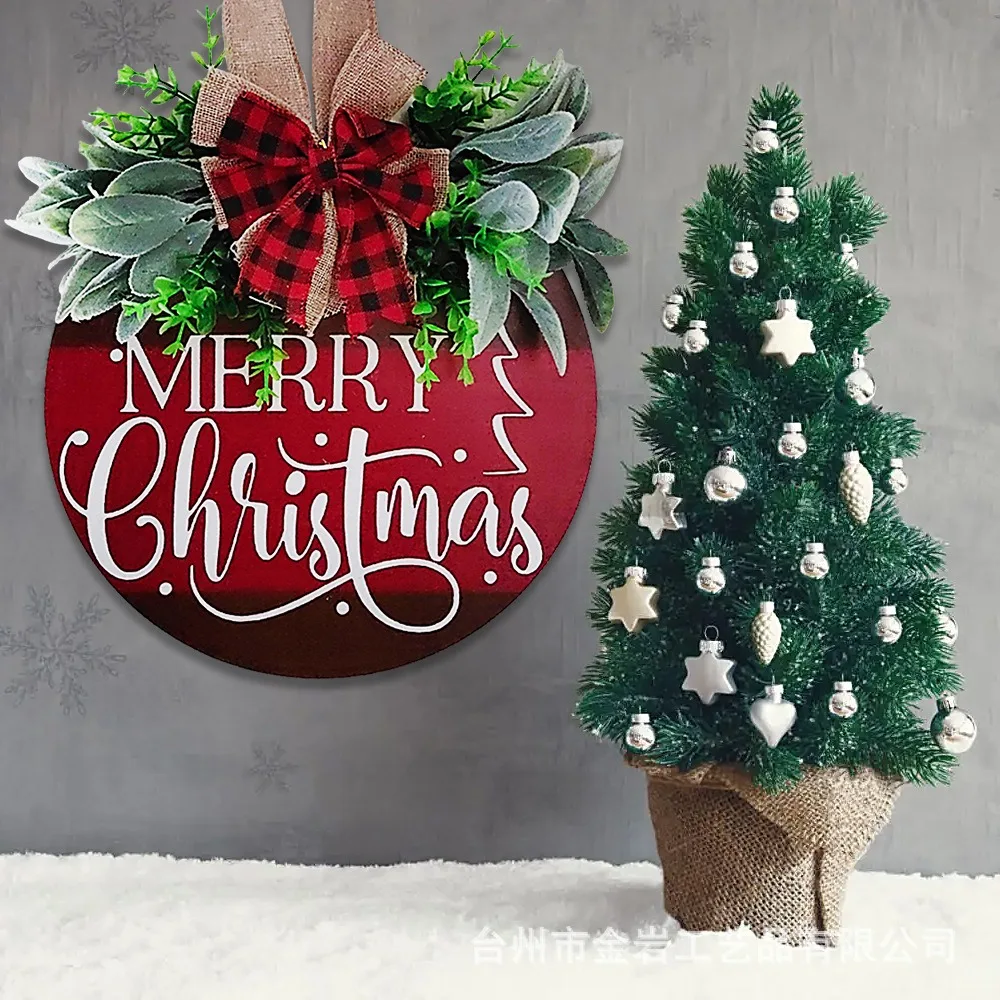 

Рождественский висячий венок, украшения, подвесной знак с Рождеством для входной двери, деревенский фермерский дом, уличный настенный декор для окна