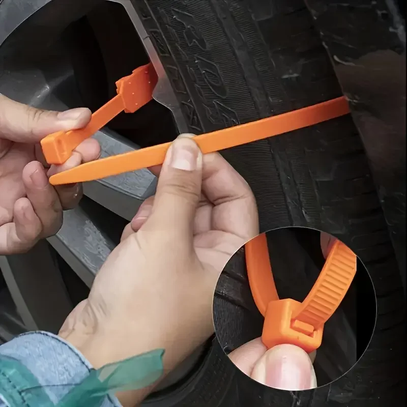 1-10PCS Emergency Anti-Slip Chain Tire Chain Set Wheel Tie Car Tire Belt Winter Anti-Slip Durable Universal Fit Auto Accessories