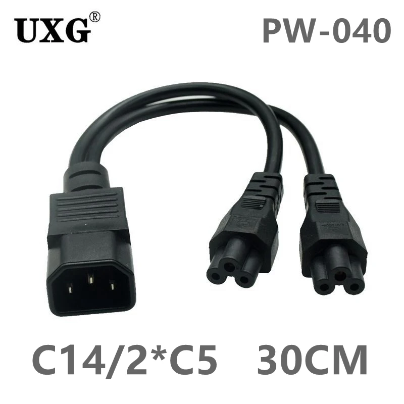 IEC 320 C14 Male Plug To 2XC13 C5 C7 C8 C13 Female Y Type Splitter Power Cord C14 To 2ways C13 Power Adapter Switch Cable 250V