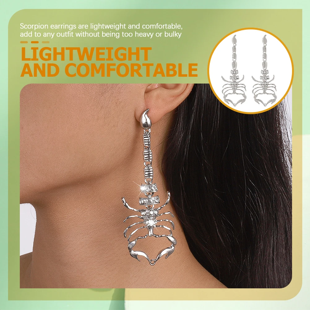 

Gothic Scorpion Earrings Halloween for Women Personality Rhinestone Alloy Jewelry Party