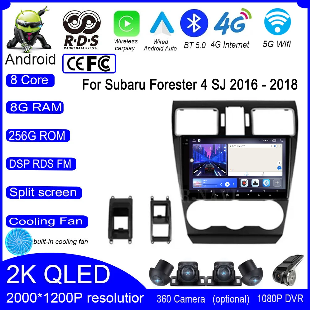 

9 lnch For Subaru Forester 4 SJ 2016 - 2018 Android 14 Car Player Autoradio Radio Video WIFI Multimedia Carplay GPS Navigation