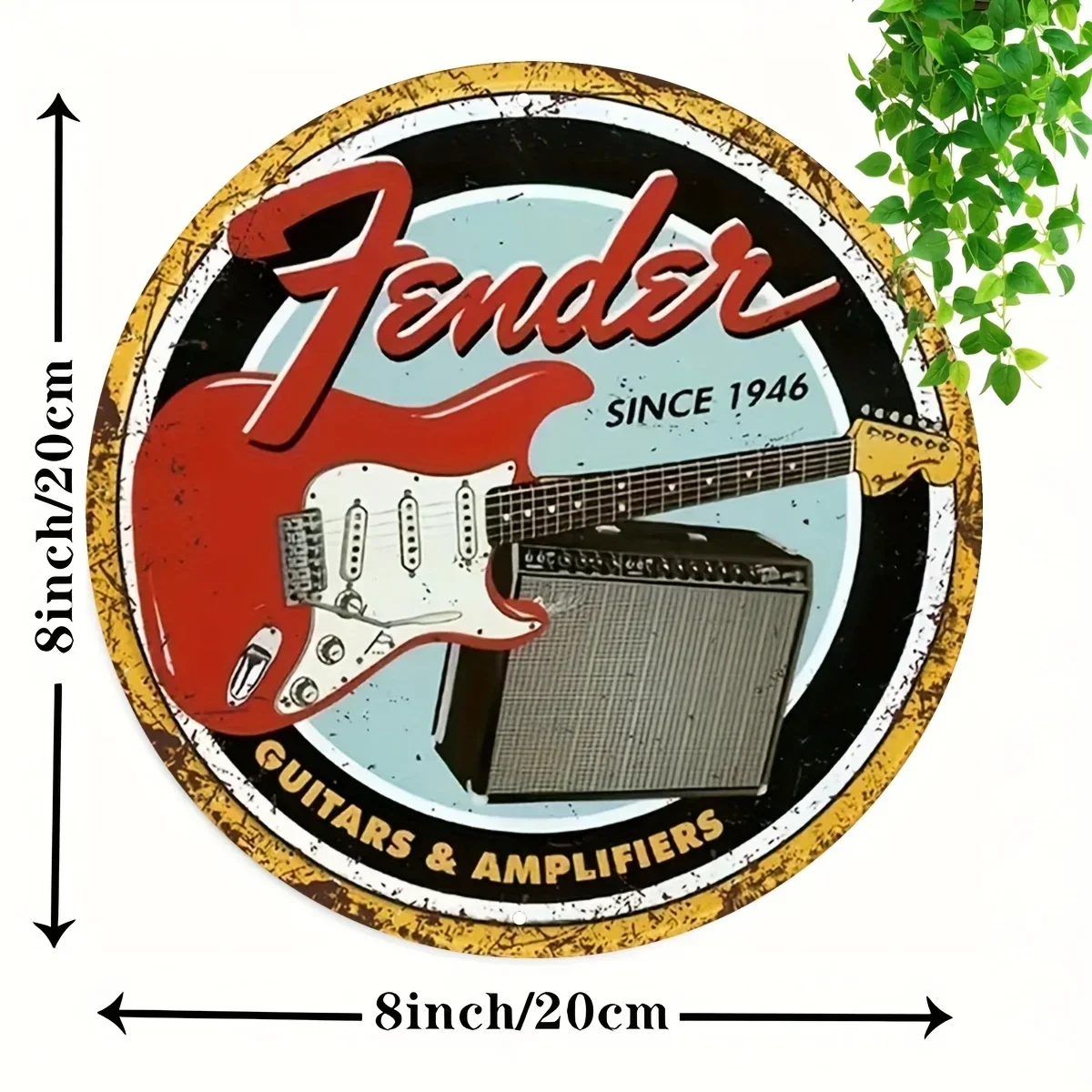 Stylish Vintage Guitar and Amplifier Metal Wall Art Sign Aluminum Decorative Plaque Ideal for Indoor or Outdoor Music Decor