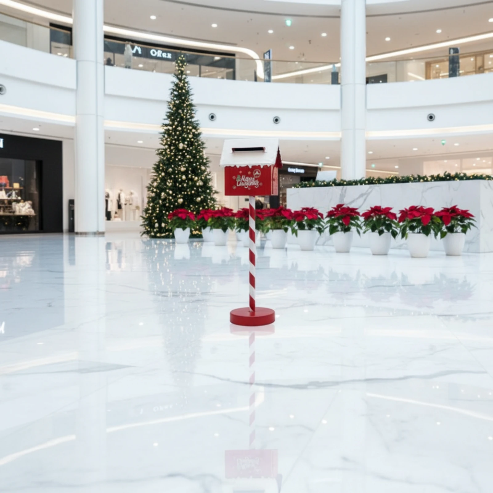 Christmas Mailbox Scene Display House-Shaped Mailbox North Pole Post Box Freestanding Holiday Decor for Mall, Shop