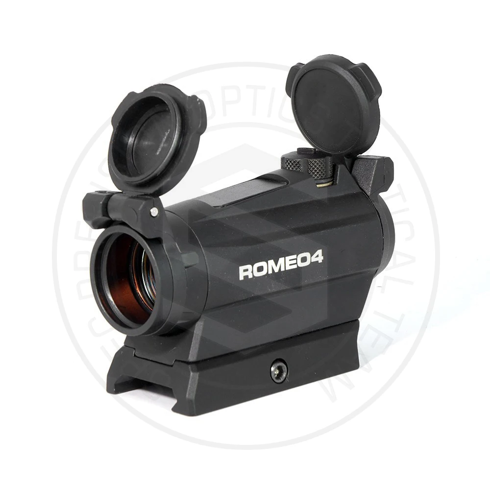 ROMEO4S Style Solar 1X20mm Compact Red Dot Sight 1x24mm Reflex Sight 2MOA Riflescope with Hight Mount and Lens Caps