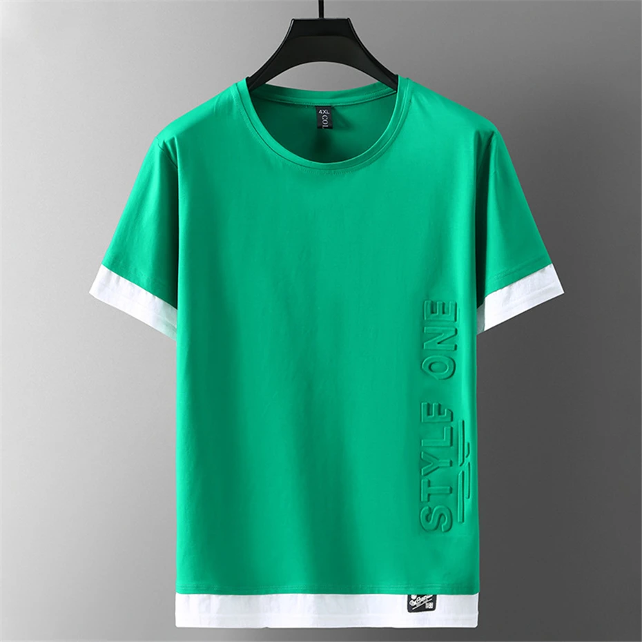 Summer T-shirt Men Plus Size 10XL 11XL Short Sleeve T Shirt Green Fashion Casual 3D Letter Tshirt Male Tops Tees Big Size 10XL