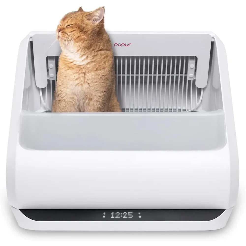 

X5 Self-Cleaning Cat Litter Box-Unique Split System,Odor-Seal Disposable Cardboard Bin, 24 Inch Tray, 33 lbs. Load,99% Leakproof