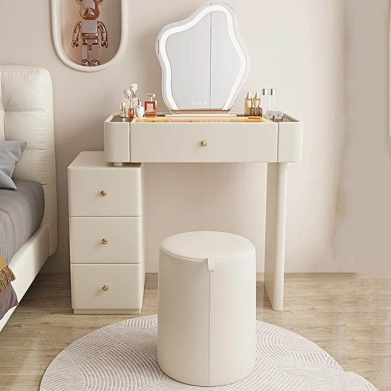 Nail Table Luxury Nordic Dressing Comfortable Furniture Drawers Comfortable Dresser Modern Tocadores Mirrors White Desk Rooms