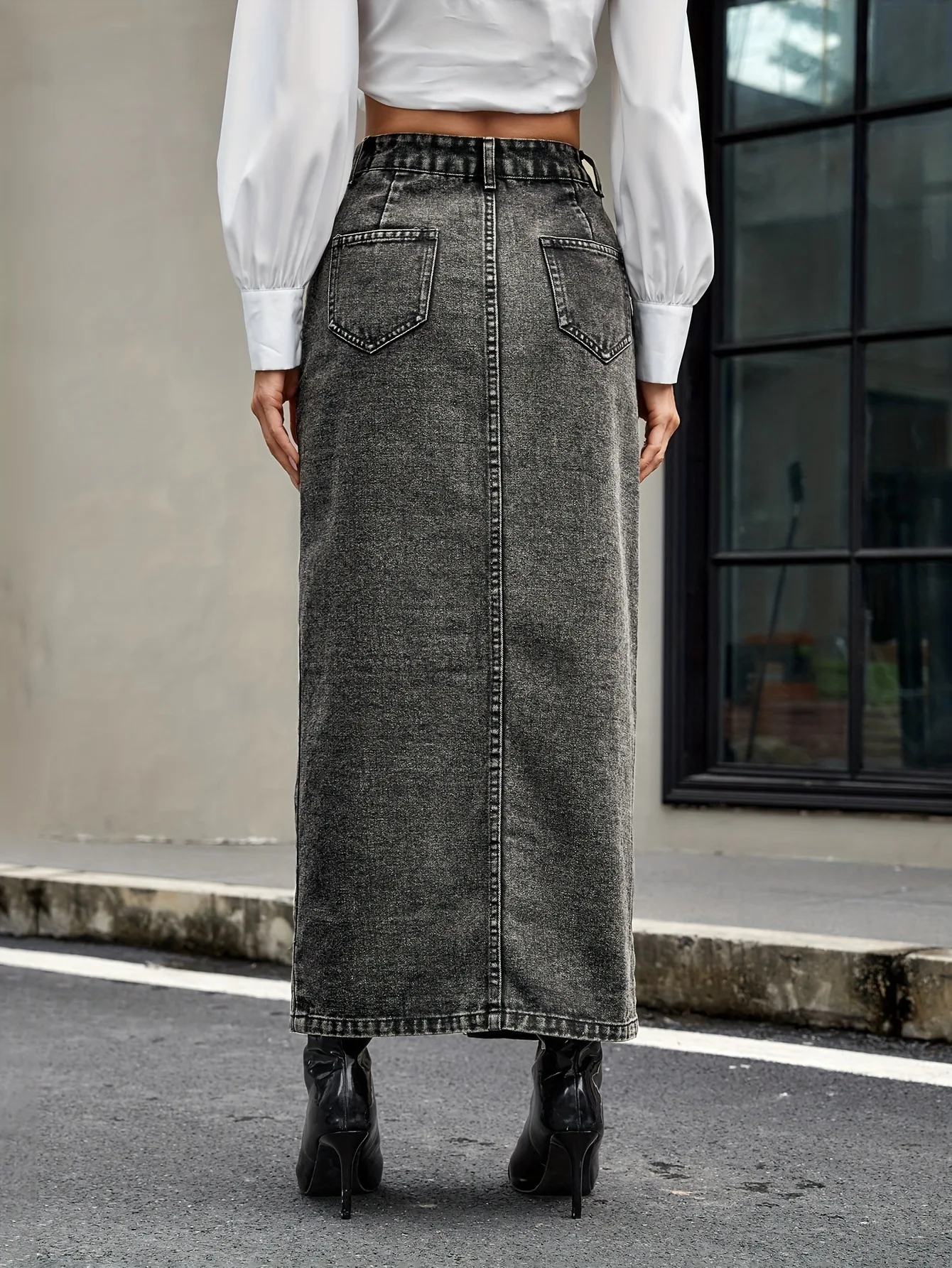 SKMY Y2k Clothes Women Streetwear Fashion Vintage Single-Breasted Denim Skirts 2026 Winter New Hight Waist Buttons Long Skirts