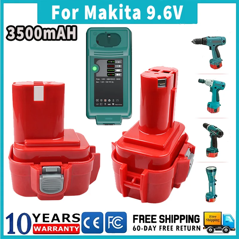 3500mAh for Makita 9.6V Ni-MH Battery Replacement Battery for Makita PA09 9120 9122 9134 9135 9135A  6207D Power Tool Battery