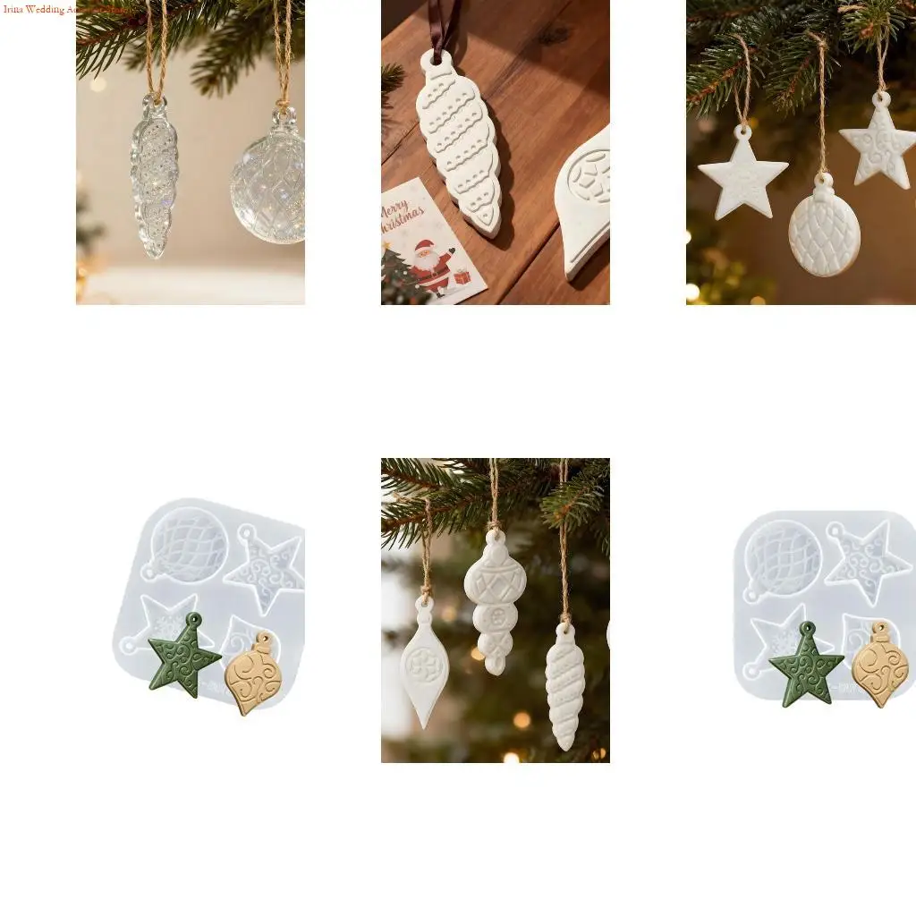 G92D Christmas Tree Ornament Mould Epoxy Resin Star Hanging Pendant Mould Nonstick Silicone Mold for Jewelry Making