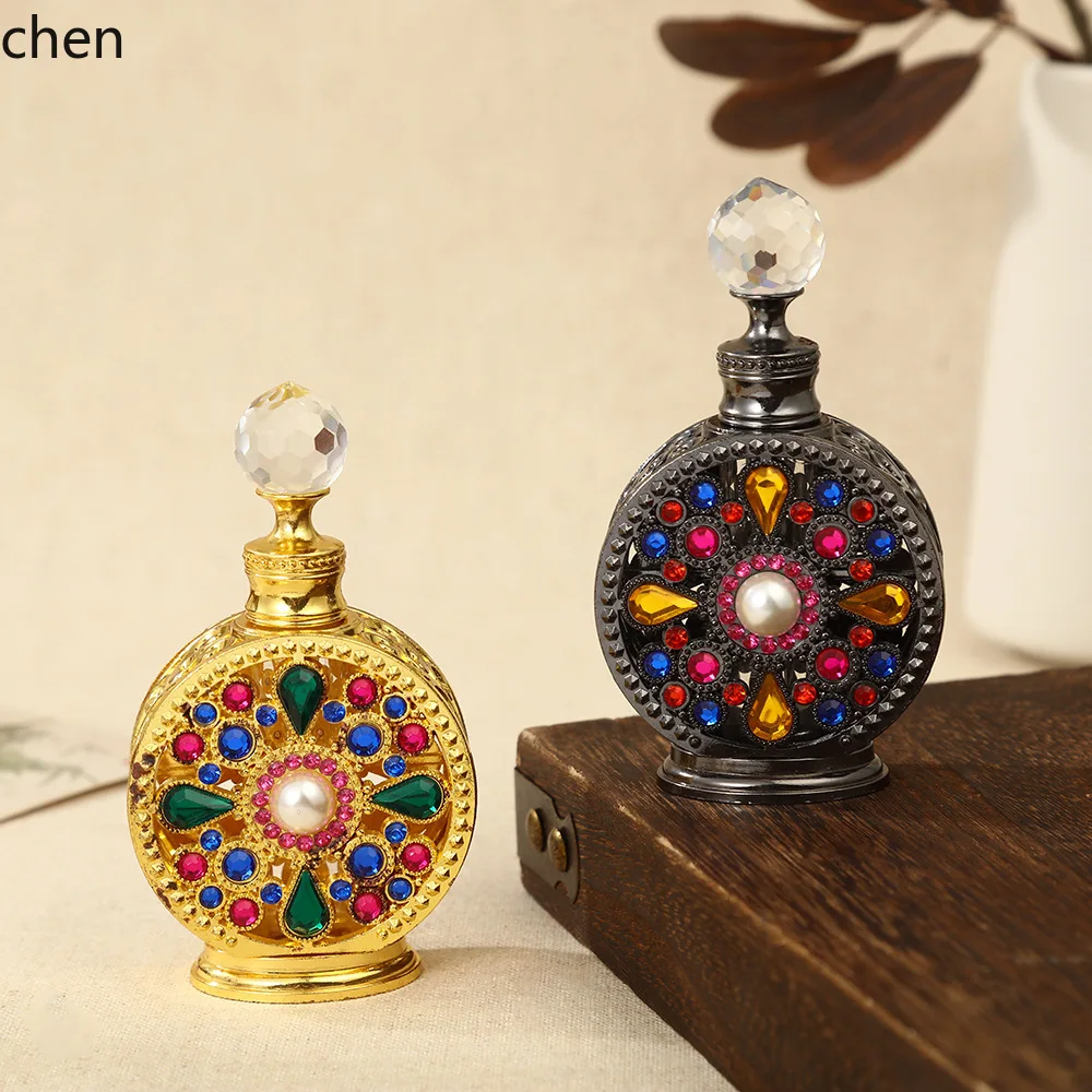 HXL perfume bottle, luxurious 15ml essential oil bottle, convenient diamond-embellished dropper empty bottle