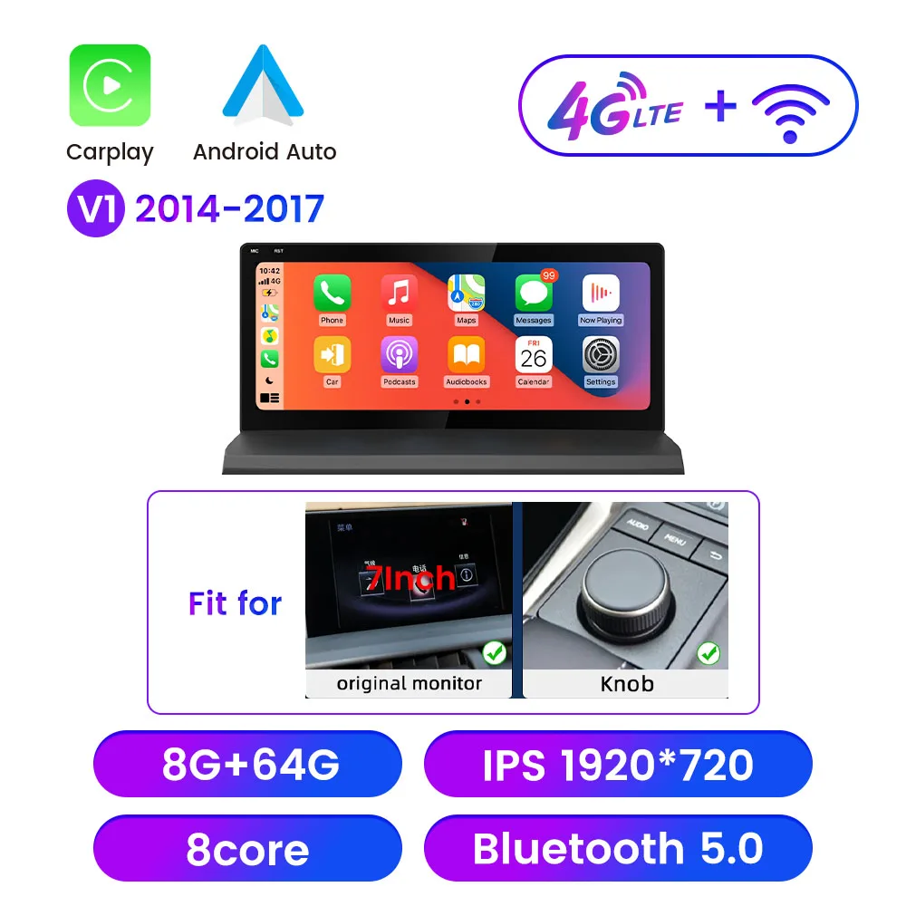 10.25 Inch Android Autoradio Voor Lexus NX NX200 NX200T 300h 2014-2020 Gps-navigatie Multimedia Speler Carplay Android auto Ips