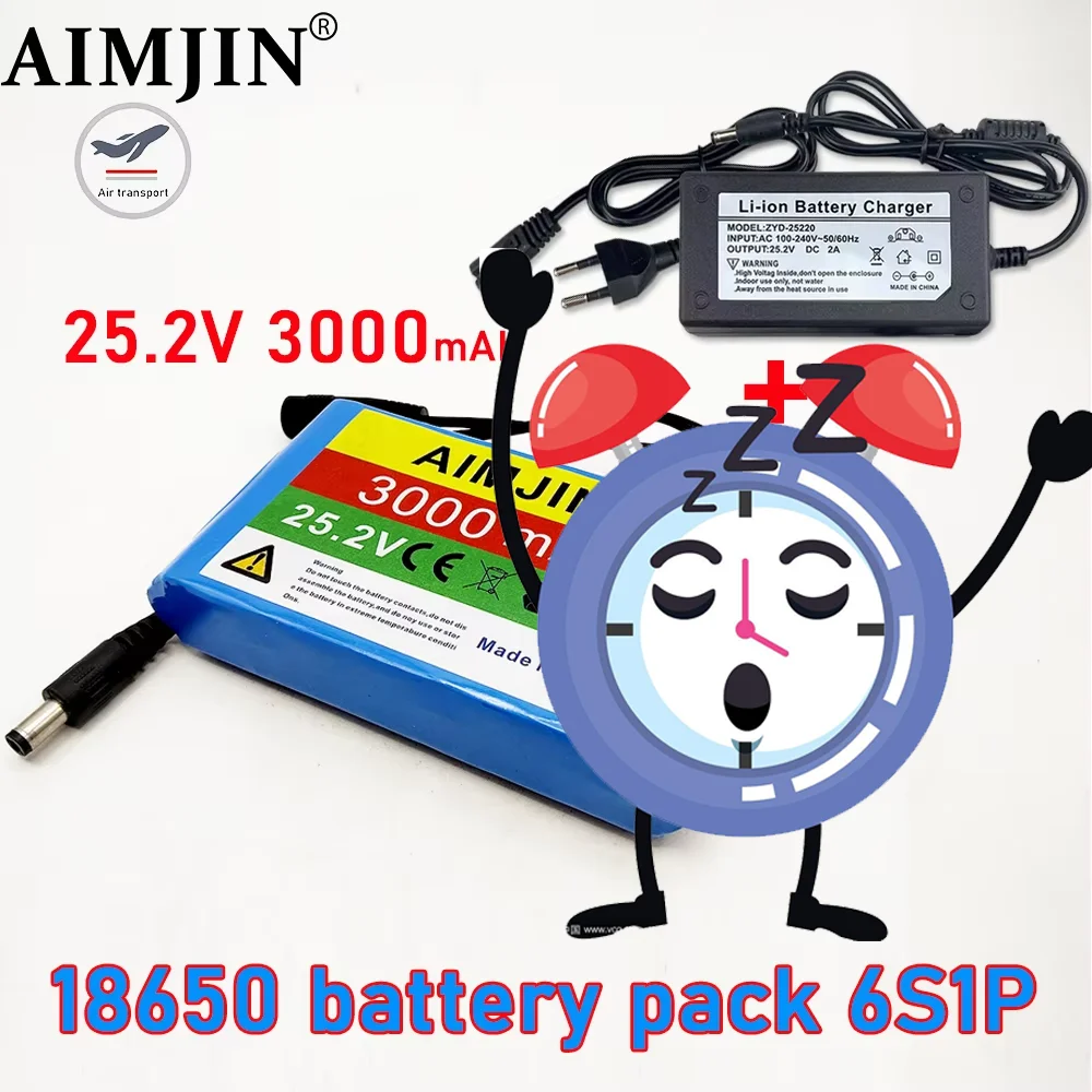 

24V 3000mAh 6s1p 18650 rechargeable lithium battery pack, suitable for 25.2v electric scooter bicycle battery with bms+charger