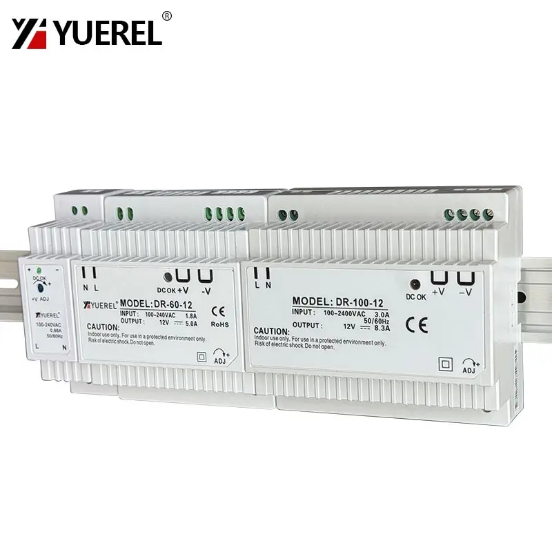 DR-15W 60W 100W Switching Power Supply 5V 12V 15V 24V Small Volume 0.63A 2.5A 8.3A DIN Rail Power Supply Industrial Transformer