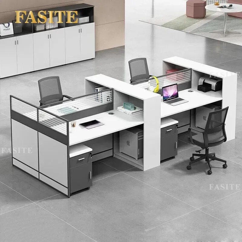 For 2 4 6 Person Office Desk and Chair Set Modern Simple Computer Workstation with Screen Partition Staff Seating Furniture