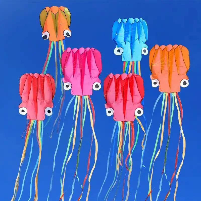 

free shipping large octopus kite fly nylon kite weifang kite factory big kite wheel walk in sky