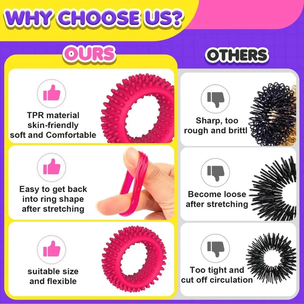 With Tips Sensory Fidget Rings Stretchable Silicone Silent Decompressors Rings Unique Enhancing Attention Silicone Sensory Ring