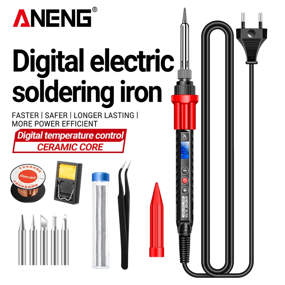 ANENG SL106 Electric Soldering Irons Adjustable Temperature Welding Solder Rework Station Heat Pencil Tip Repair Tools 110V/220V