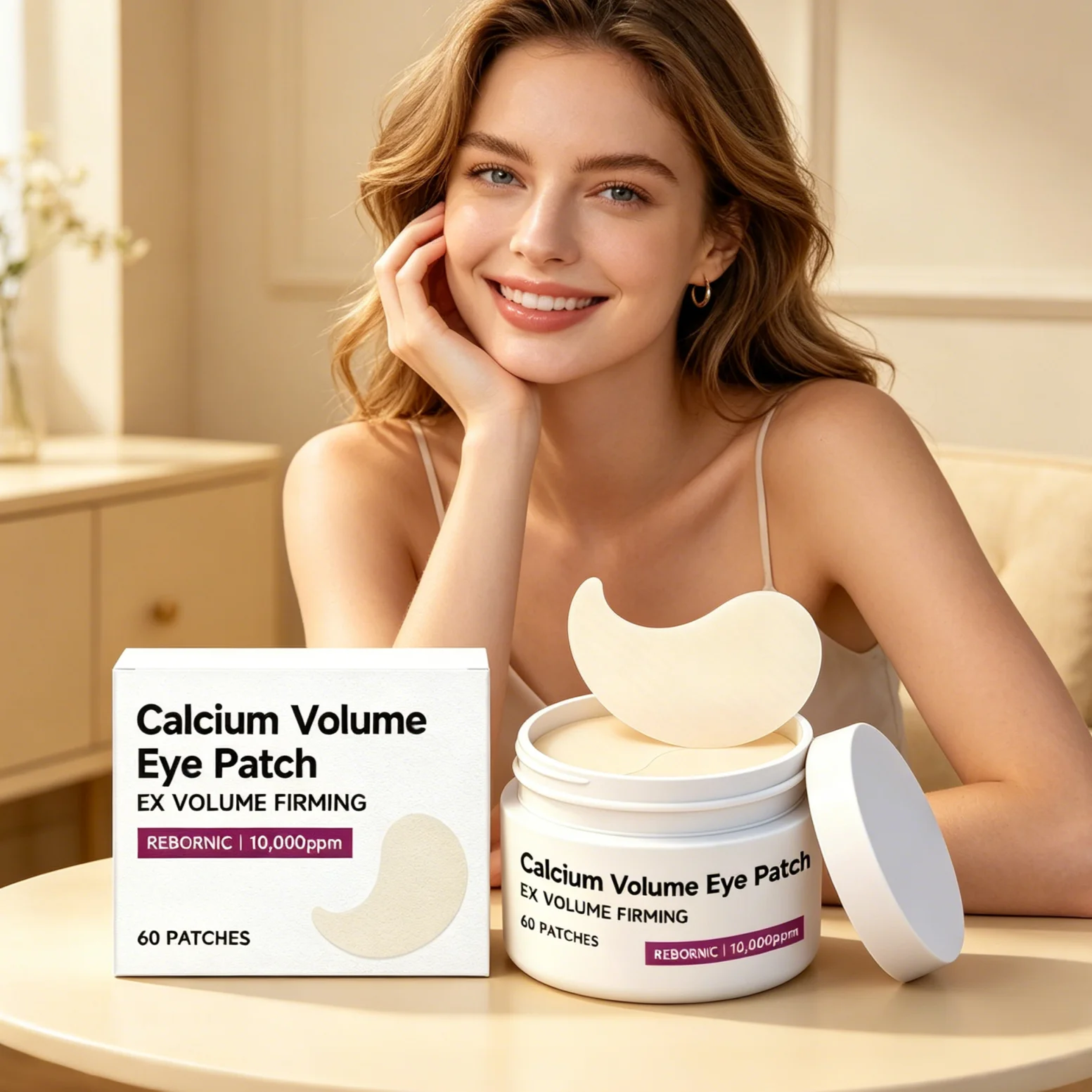 Calcium Volume Eye Patch Lift Firm Eye Skin Smooth Fine Lines Brighten Dark Circles Reduce Eye Puffiness Moisturizing Eyes Mask