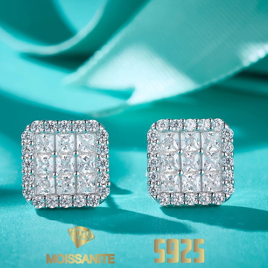 

Серьги-гвоздики принцессы, серьги-гвоздики с муассанитом, серебро S925, сертификат Gra, новые серьги