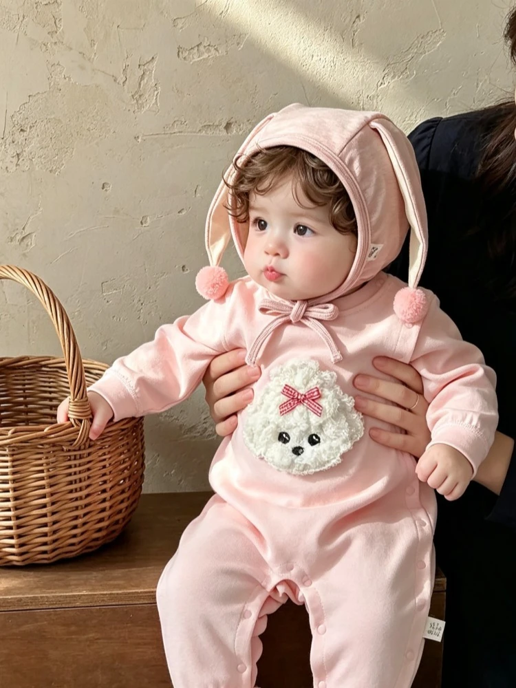 Baby onesie autumn baby clothes side-opening pure cotton soft newborn crawling clothes Anyang baby clothes
