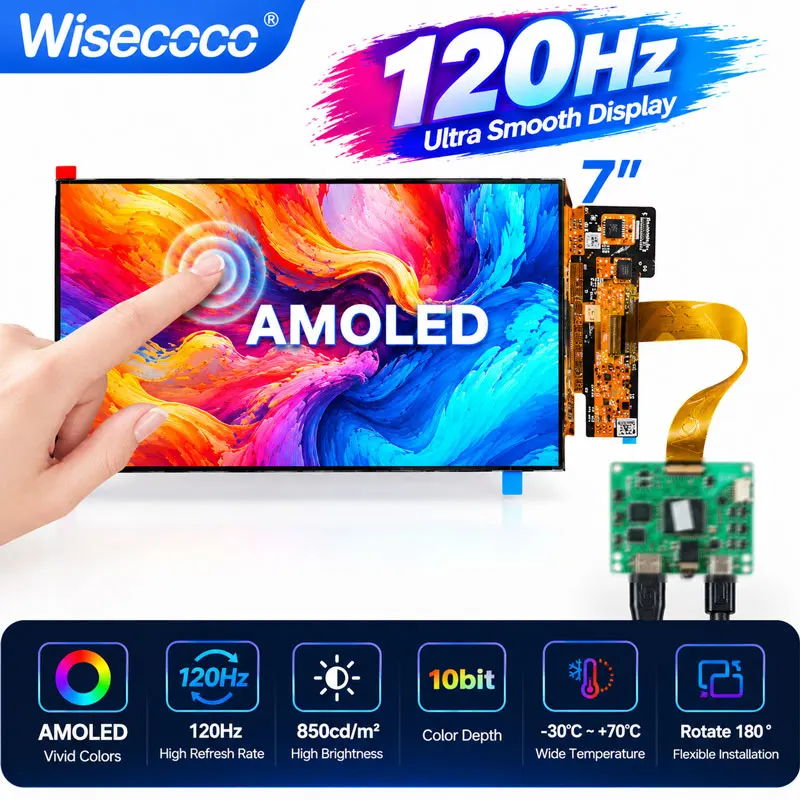 Wisecoco 7 Inch AMOLED 165HZ OLED 1920x1080 IPS Display On-cell Touch Screen High Brightness for Gaming Laptop PS4/PS5 Switch