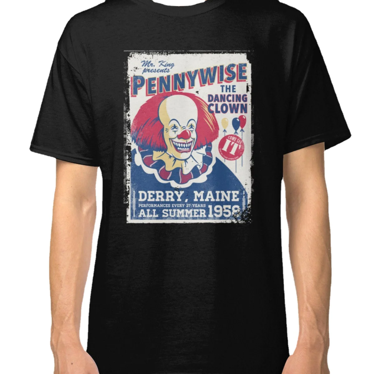 Creative Design The Dancing Clown Pennywise T-Shirt. Summer Cotton Short Sleeve O-Neck Mens T Shirt New S-3XL