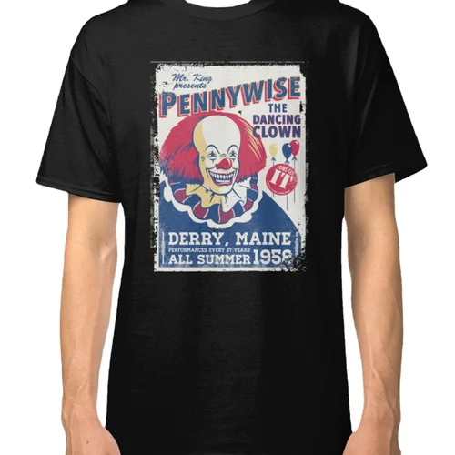Camiseta de Pennywise con diseño creativo del payaso bailarina Camiseta de manga corta de algodón para hombre, camisa con cuello redondo, de verano, nueva S-3XL