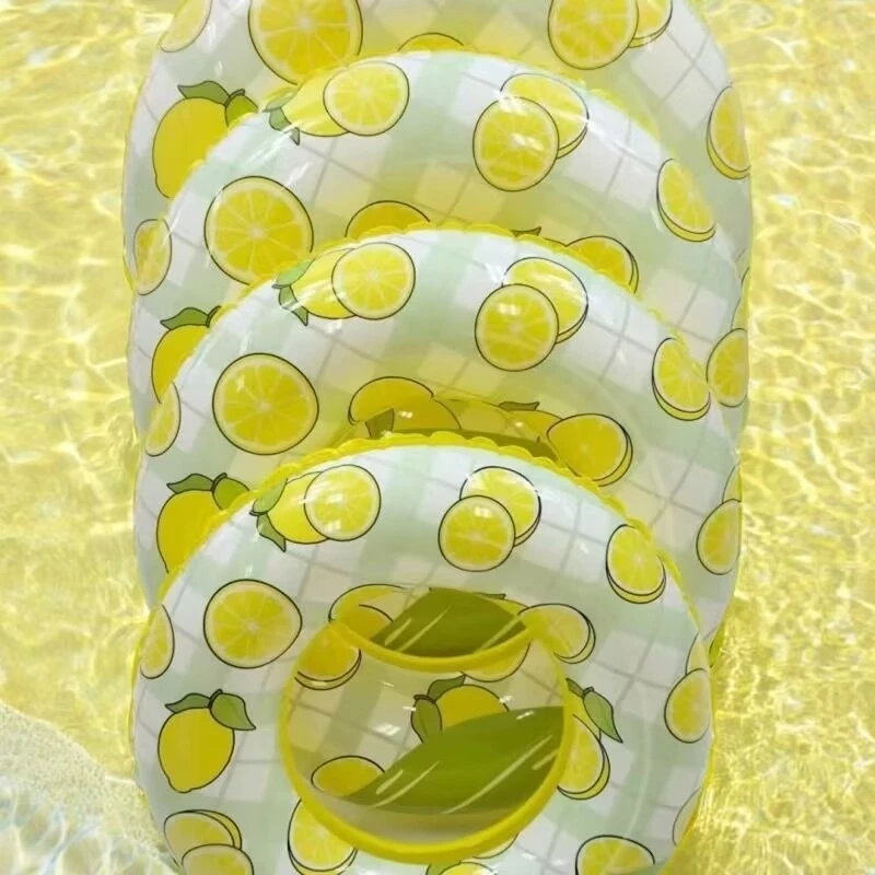 Thickened Lemon Fruit Swim Ring For Adults Kids Anti Roll Inflatable Arm Ring Summer Pool Beach Swimming Float