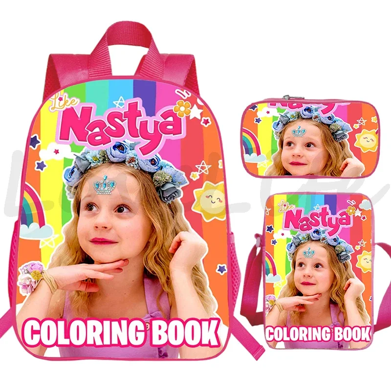 

Girl Like Nastya Backpack 3pcs/set School Knapsack Kids Girls Kawaii Schoolbag Students Bookbag Mochila Kindergarten Bags gifts