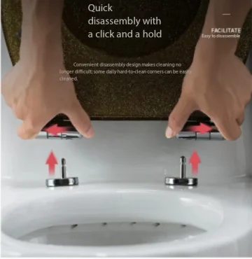 New high-grade beautiful twinkling golden resin toilet seat cover, slow-down stainless steel hinge, U/V/O universal fit