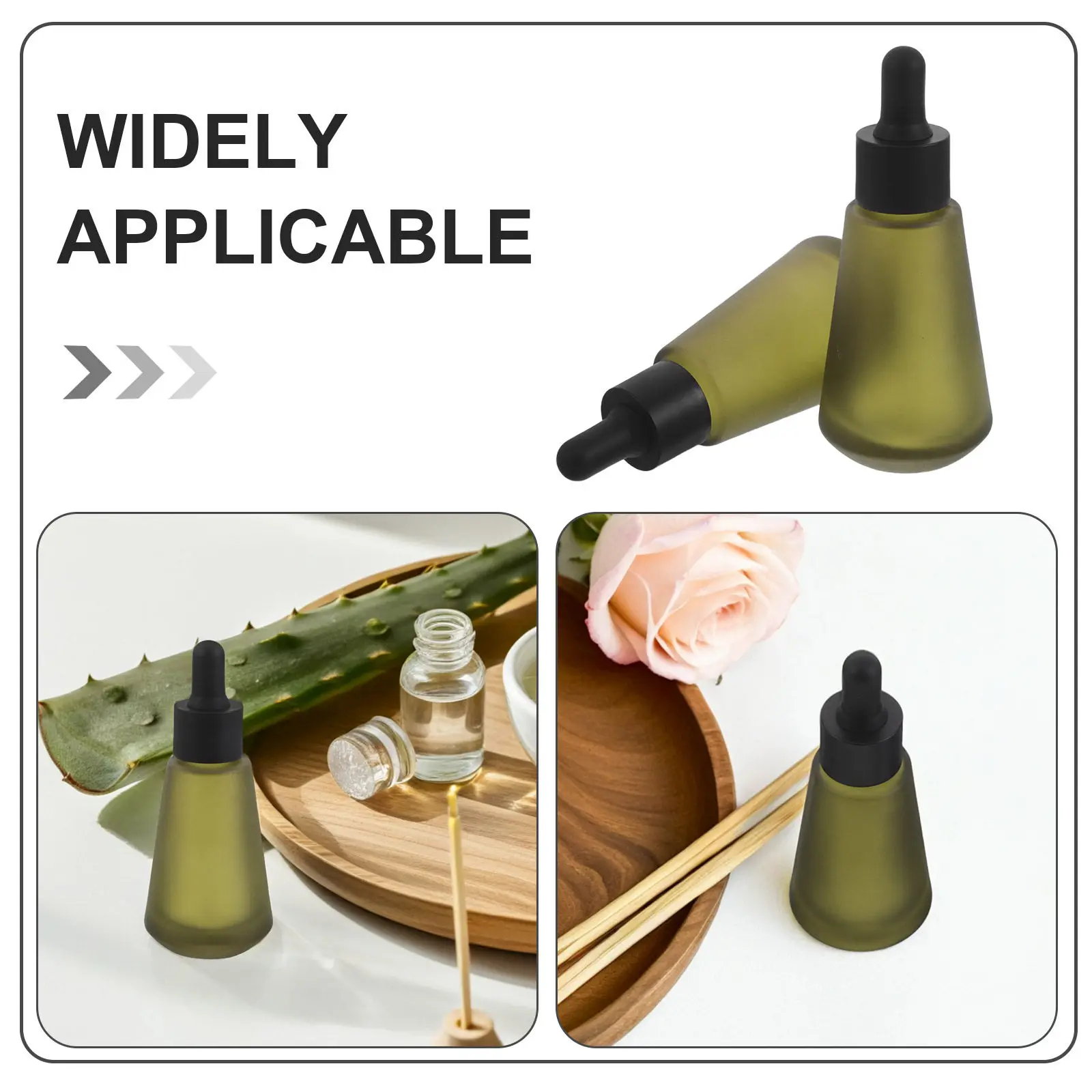 8Pcs Essential Oil Dropper Bottles Green Conical Refillable Glass Lotion Container Leakproof for Travel DIY Aromatherapy
