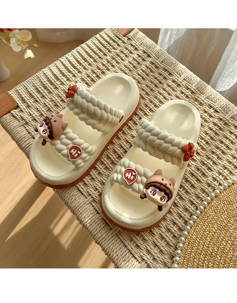 Cartoon Slippers Thickened Women Summer Outdoor Sandals with Two-way Wear Non-slip Indoor and Outdoor Beach Children Sandals