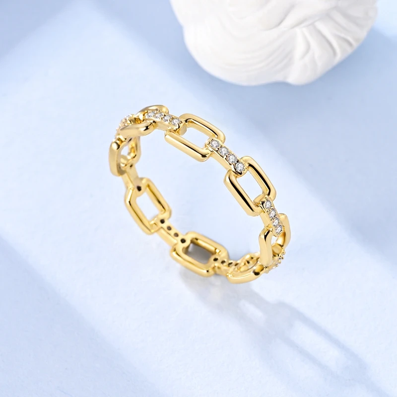 الجديد في الذهبي 925 الفضة لانهائي الزركون ستار القمر الدائري التصميم الأصلي خواتم الاصبع للنساء عالية الجودة مجوهرات الزفاف هدية #4