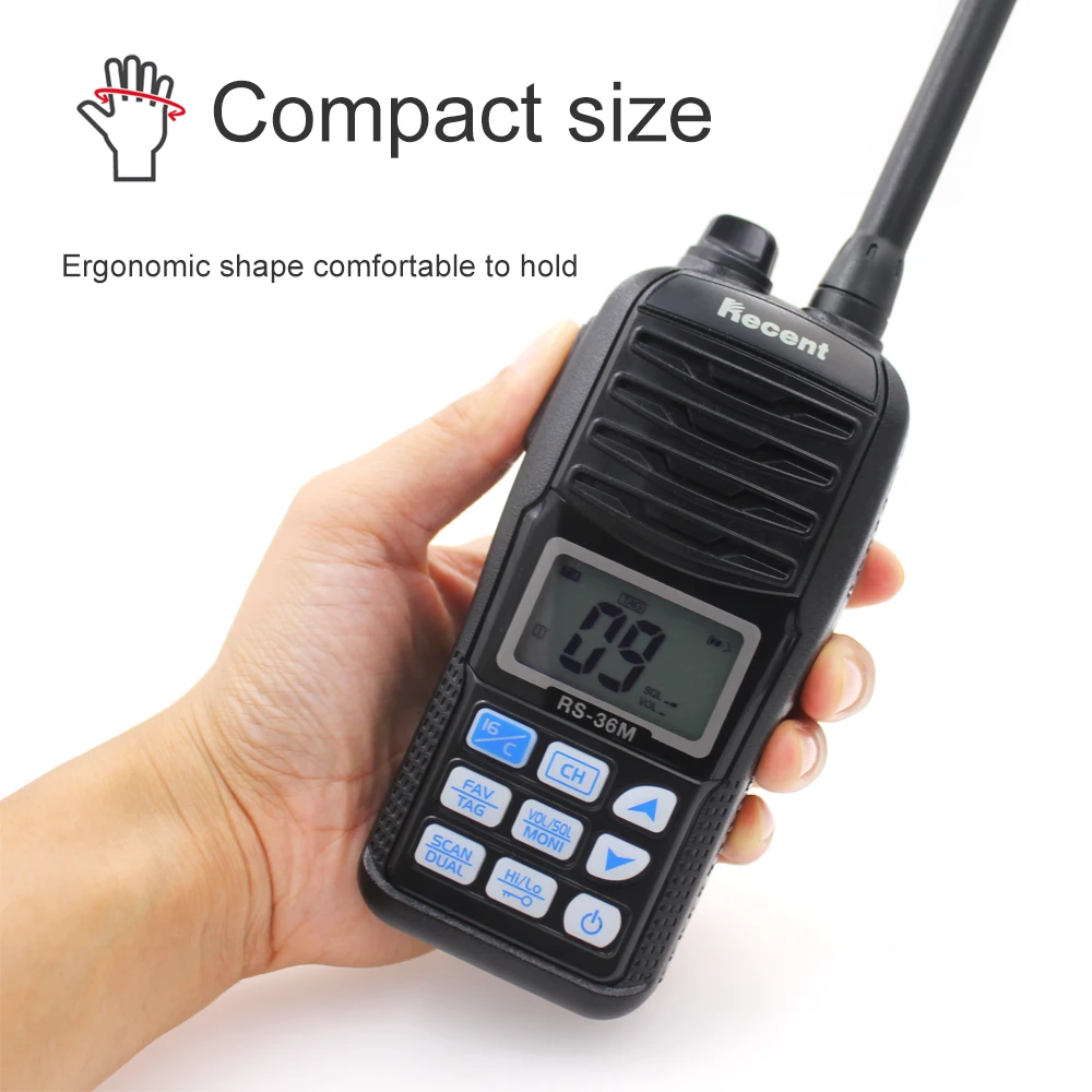 Recent RS-36M VHF Marine Radio 156.000-161.450MHz New Waterproof IP67 Handheld Float Radio Stadion 5W Two Way Radio Communicator