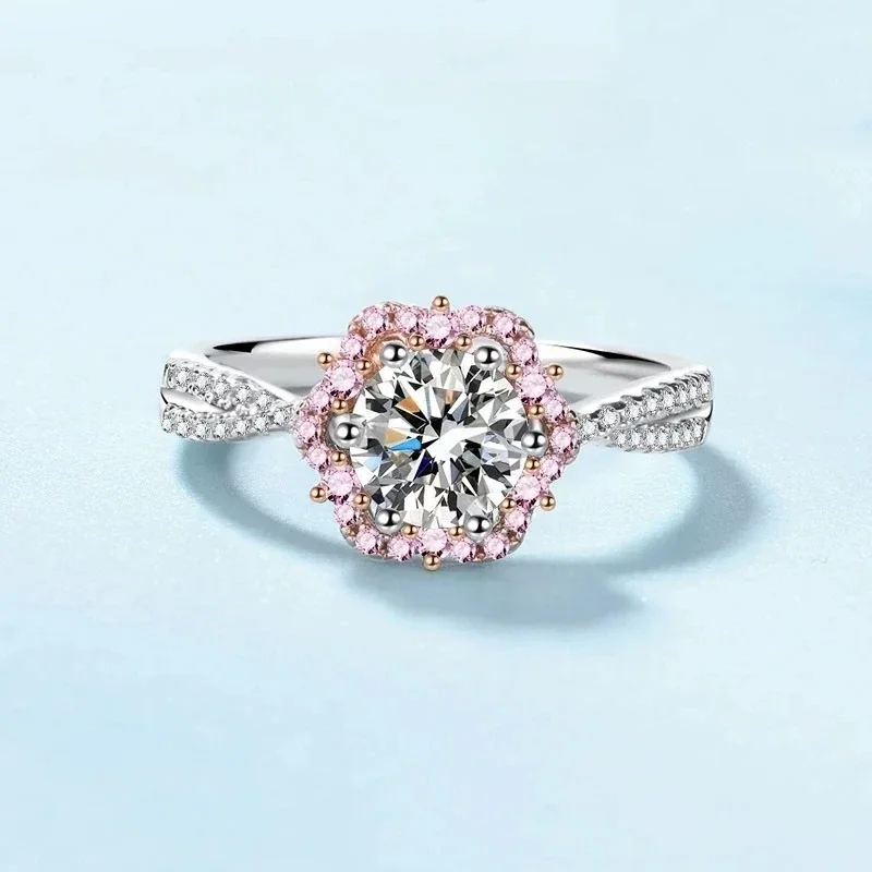 

New Style Exquisite Lady PT950 Platinum Diamond 1Ct Female Fine Jewelry Moissanite VVS1 DColor Womens Advanced Sense Sakura Ring