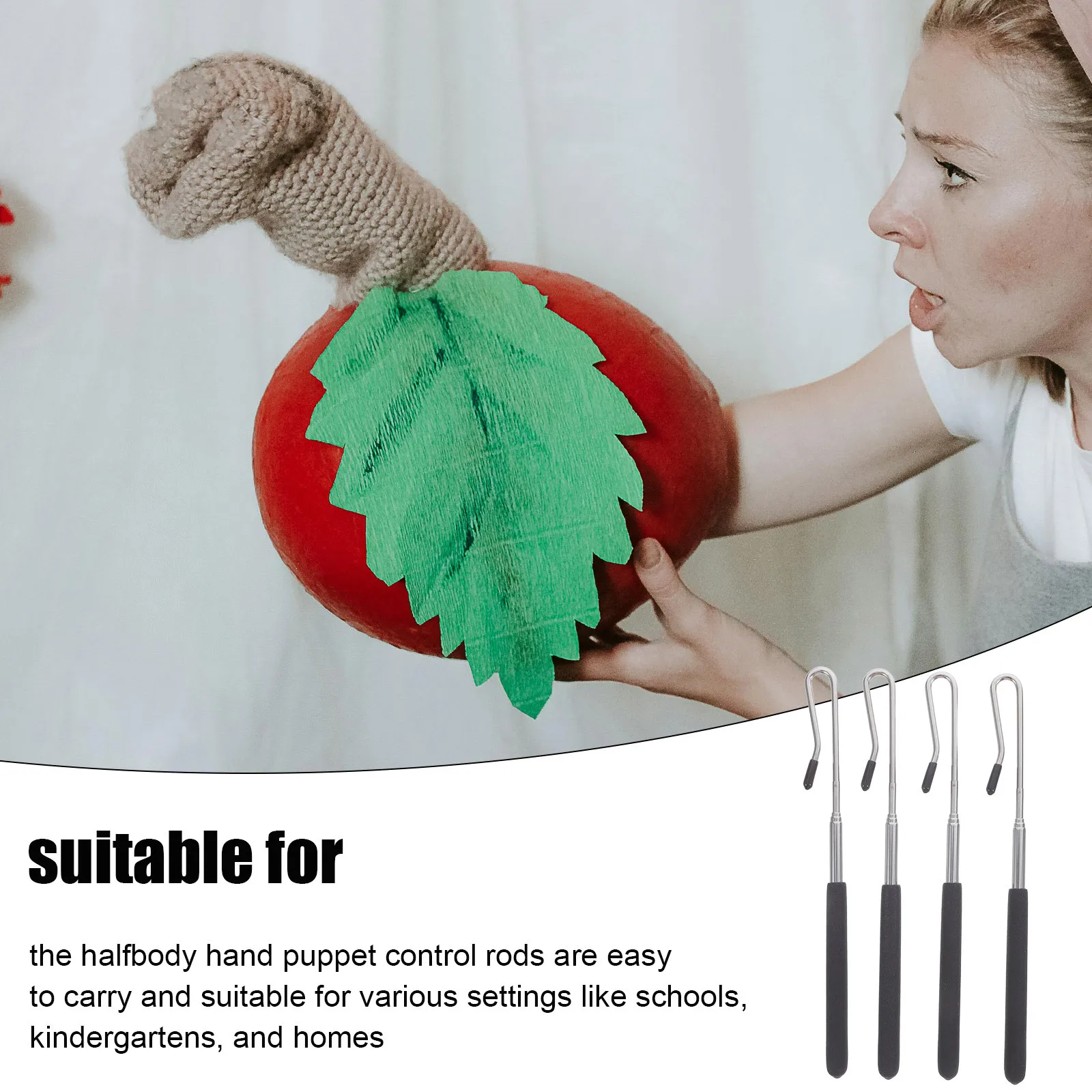 4Pcs Adjustable Puppet Control Rod Metal Hand Sticks Extendable Arm Control Accessories for Stage Performances 20-55cm